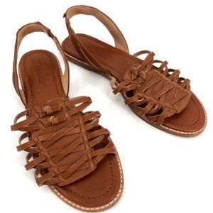 Madewell Maya Huarache Sandals In English Saddle Roman Greek Flats Size 8